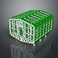 Detailed Green Industrial Equipment Frame With Grid Structure And Support Beams