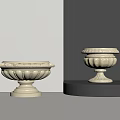 Decorative Carved Stone Flower Pots For Planting Flowers On Light And Dark Backgrounds
