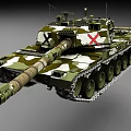 Highly Detailed Camouflage Tank With Red Cross Tracks And Barrel