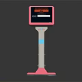 Standing Touchscreen Kiosk Equipment With Pink Blue Display Screen And Stable Base Design 3d model