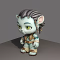 3D Fantasy Game Movie Character With Blue Skin Green Eyes And Braided Hair