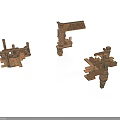 Three Ancient Brick Stone Architectural Ruin Models With Detailed Structures