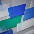 Awning with Colorful Corrugated Panels Blue Green White for Outdoor Use
