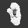 Gray Off Road Vehicle Model With Large Wheels On Snowy Ice Surface