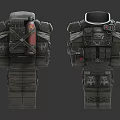 Tactical Military Protective Clothing Front Back View Display With Multiple Pockets Straps Badges 3d model