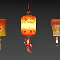 Traditional Chinese Lanterns With Decorative Patterns Hanging In Starry Night Sky