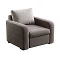 Modern Gray Upholstered Single Sofa With Armrests And Comfortable Cushion Design 3d model