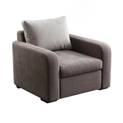 Modern Gray Upholstered Single Sofa With Armrests And Comfortable Cushion Design 3d model