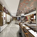 Elegant Jewelry Store Interior Featuring Glass Display Cases And Decorative Ceiling Design