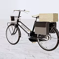 Vintage Adventure Time Bicycle With White Front Basket And Wooden Rear Box
