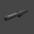 Modern Tactical Pistol With Blue Grip And Black Barrel Design Features Trigger Guard