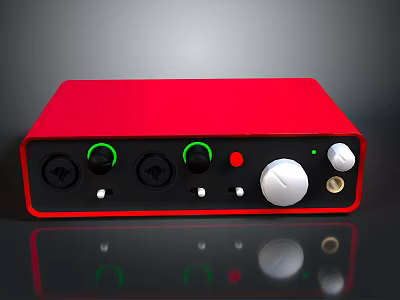 Red Electronic Device With Sleek Design Knobs Indicator Lights And Ports 3d model