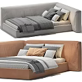 Modern Single Bed Designs With Pillows And Throws 3d model