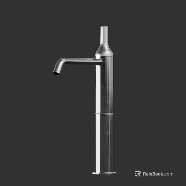 Sleek Modern Stainless Steel Kitchen Faucet With Tall Slim Single Handle 3d model 