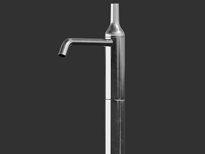 Sleek Modern Stainless Steel Kitchen Faucet With Tall Slim Single Handle 3d model