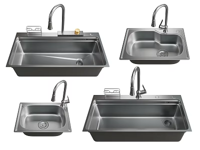 Stainless Steel Kitchen Sinks Modern Single Double Bowl Styles For Home Kitchens 3d model