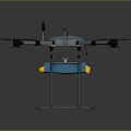 Quadcopter Drone With Blue And White Body Landing Gear And Propellers