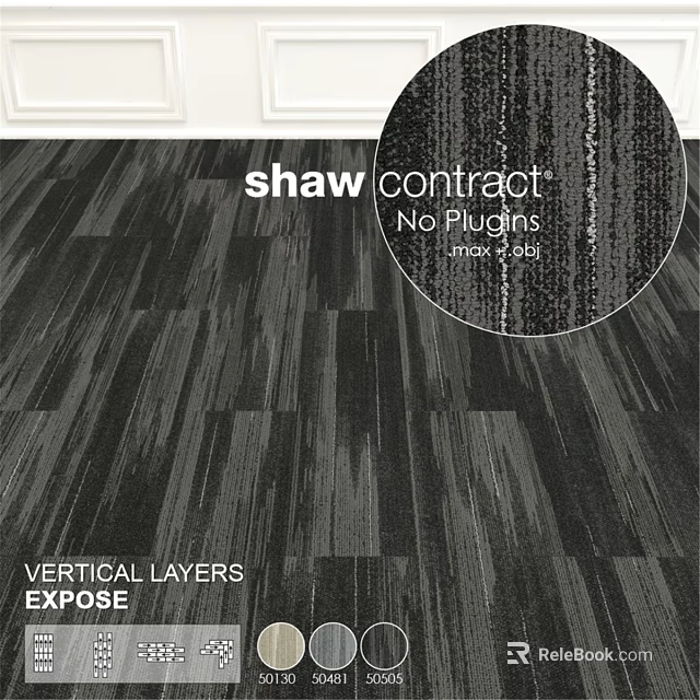 Shaw Contract No Plush Square Carpet Featuring Vertical Layers Expose Design 3d model 