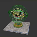 Transparent Sphere Featuring Ring Structure Earth Like Planet And Circular Ornament On Marble Base 3d model