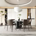 Modern Restaurant Interior Design With Dining Table Chairs Hanging Pendant Light And Green Plants