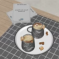 Two Black Coffee Mugs With Frothy Coffee On White Tray And Hazelnuts Near Books
