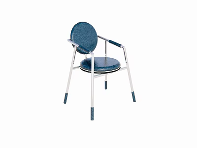Modern Blue Padded Leisure Chair With Metal Frame Curved Backrest And Stable Legs 3d model