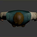3D Male Character Wearing Green Vest White Shirt Brown Pants Boots with Belt and Pouch