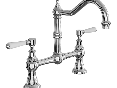 Traditional Chrome Kitchen Faucet With Double Handle Bridge Design And Polished Finish 3d model