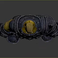 Game Movie Warrior Character With Muscular Build Yellow Skin Metallic Spiked Silver Armor