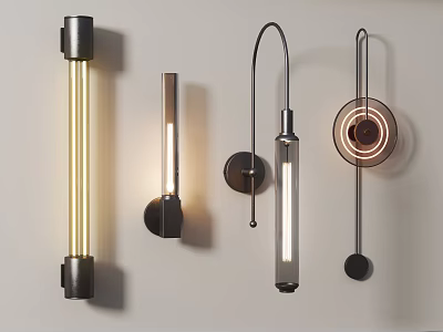 Modern Wall Lamps With Different Designs Sleek Metal And Warm Light Fixtures 3d model