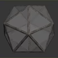 Decorative Transparent Geometric Polyhedron With Golden Lines And Clear Facets