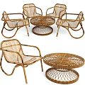 Outdoor Rattan Table with Matching Chairs for Patio Garden Outdoor Space