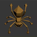 Orange Spider 3D Model With Black Eyes Eight Legs And Minimalist Geometric Design