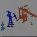 Commercial Industrial Lifting Equipment Including Orange Gantry And Blue Jib Crane Models
