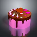 Delicious Pink Cake With Chocolate Drizzle Heart Decoration Pink Meringues And Silver Sprinkles