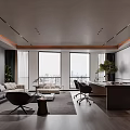 Modern Luxury Executive Office With Spacious Lounge Area And Large City View Windows
