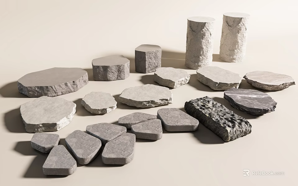 Artificial Rockery Stones With Different Sizes And Natural Shapes For Landscape Design 3d model 