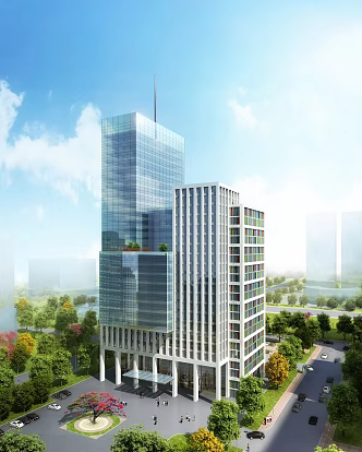 modern high-rise office building 3d model