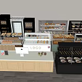 Modern Bread Display Rack Bread Refrigerated Container Bread Shelf Dessert Shop Shelf Bakery Kitchen Equipment 3d model