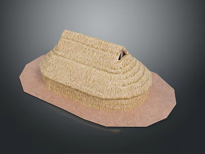 Traditional Thatch Roof Building Model With Circular Structure And Polygonal Base 3d model