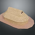 Traditional Thatch Roof Building Model With Circular Structure And Polygonal Base