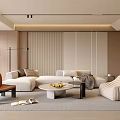 Modern Minimalist Living Room Balcony Cabinet Sofa Combination Coffee Table Sofa Background Wall 3d model