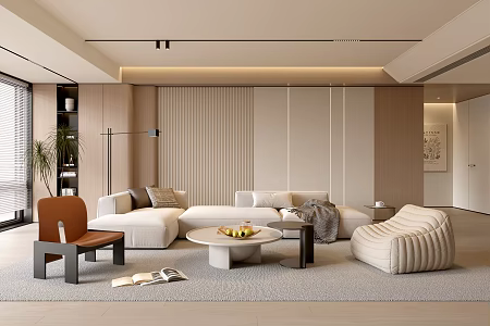 Modern Minimalist Living Room Balcony Cabinet Sofa Combination Coffee Table Sofa Background Wall 3d model