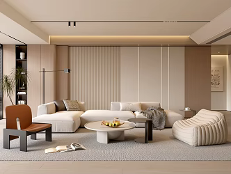 Modern Minimalist Living Room Balcony Cabinet Sofa Combination Coffee Table Sofa Background Wall 3d model