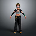 Stylish 3D Character With Colorful Braids Mask Wristbands Star Pattern Cargo Pants And Sneakers