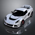 Lotus White Sports Car With Black Roof Stripe And Sleek Aerodynamic Body