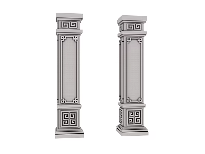 Classic Roman Columns With Ornate Carved Patterns And Gray Stone Design 3d model
