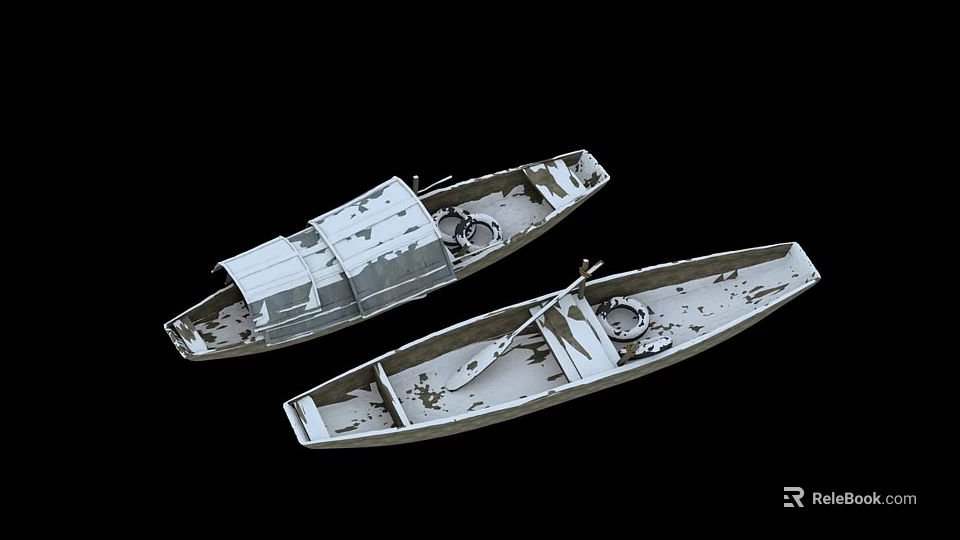 Two Vintage Wooden Boats Featuring Weathered Planks And Intricate Details 3d model 