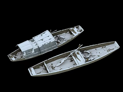 Two Vintage Wooden Boats Featuring Weathered Planks And Intricate Details 3d model