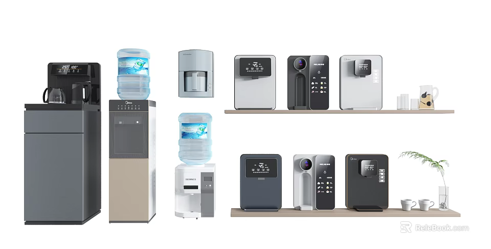 Essential Daily Use Electrical Appliances For Home With Water Dispensers Coffee Makers And Refrigerators 3d model 